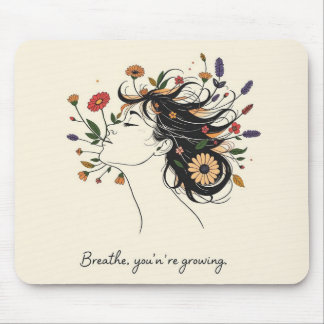 Tapis De Souris « Respirez, vous grandissez » Bloc-notes de pleine