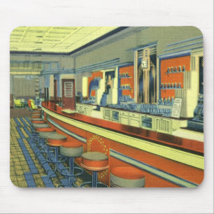 Tapis De Souris Restaurant Vintage, Intérieur de diner rétro au bo