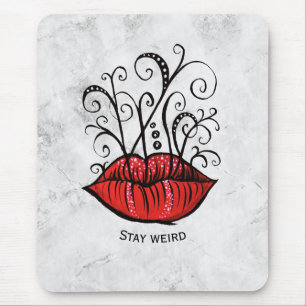 Tapis De Souris Restez Étrange Lèvres Gothiques Tatouage Oddity