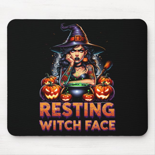 Tapis De Souris Resting Witch Face Funny Sarcastic Halloween Rude  (Devant)
