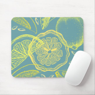 Tapis De Souris Résumé de citron en jaune et sarcelle