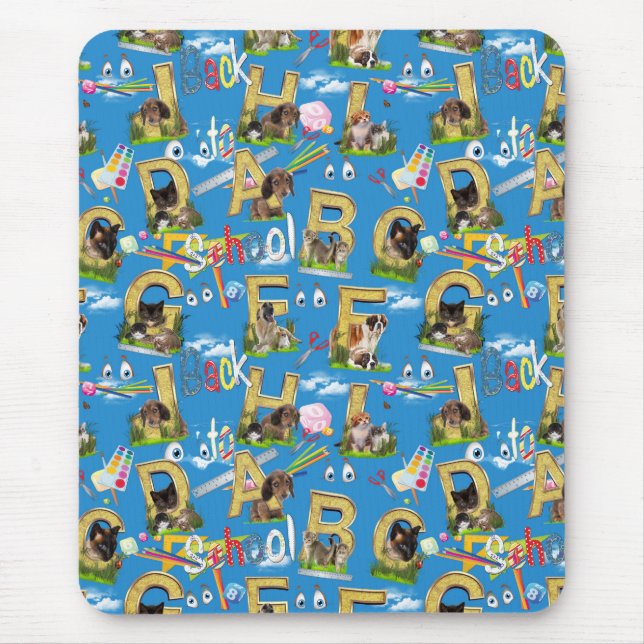 Tapis De Souris Retour À L'École ABC Conception Répétée (Devant)