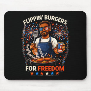 Tapis De Souris Retourner les burgers pour le grill patriotique no