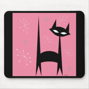 Tapis De Souris rétro art de bruit de chat noir des années 50