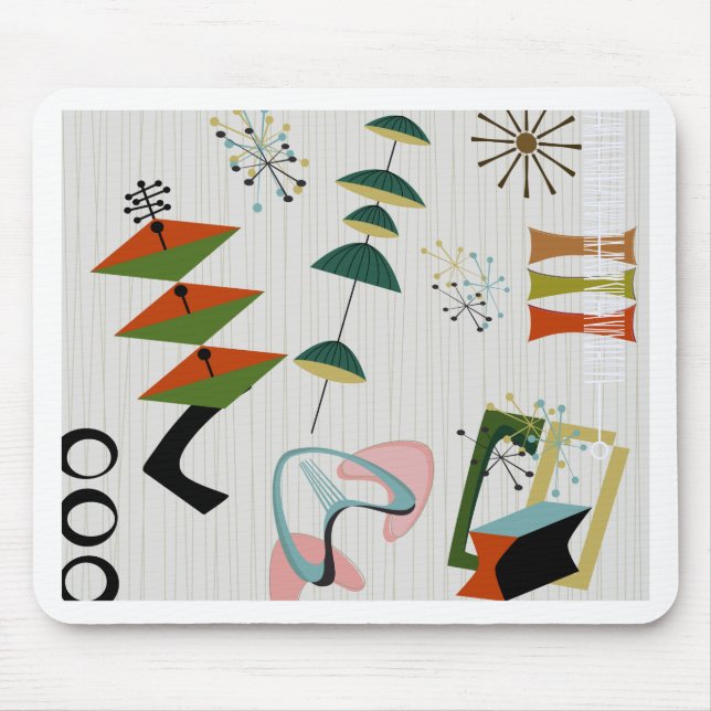 Tapis De Souris Rétro atomique d'Eames-Ère inspiré (Devant)