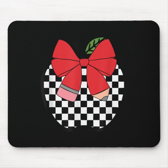 Tapis De Souris Retro Back To School Teacher Race Checkered Pencil (Devant)
