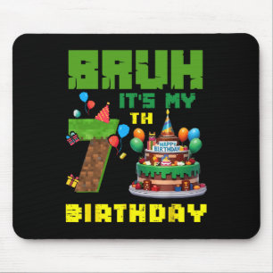 Tapis De Souris Retro Bruh C'est mon anniversaire Pixel Cake Gamer