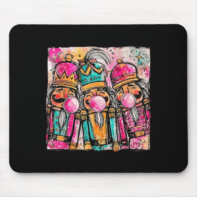 Tapis De Souris Retro Brushstroke Nutcracker Blowing Bubble Gum Ch (Devant)