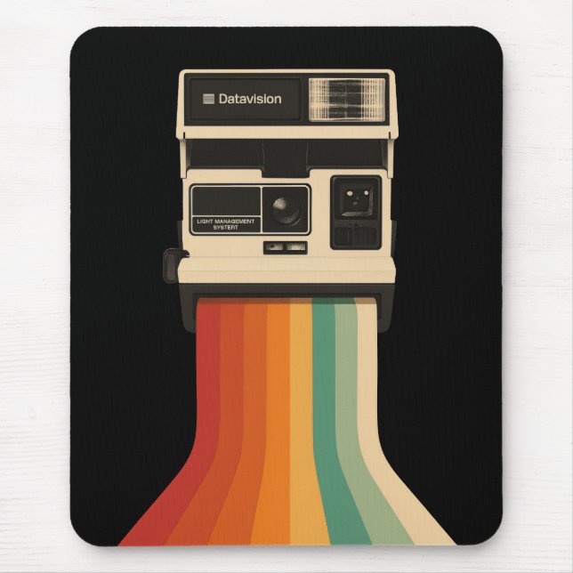 Tapis De Souris Retro Camera with Rainbow Print (Devant)