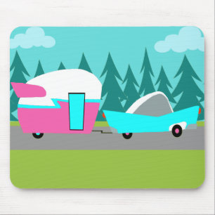 Tapis De Souris Rétro campeur/remorque et voiture Mousepad