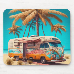 Tapis De Souris Rétro camping-car et palmiers