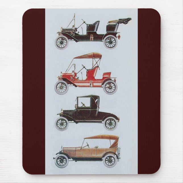 Tapis De Souris RETRO CARS 2, AUTO RESTAURATION gris brun rouge (Devant)