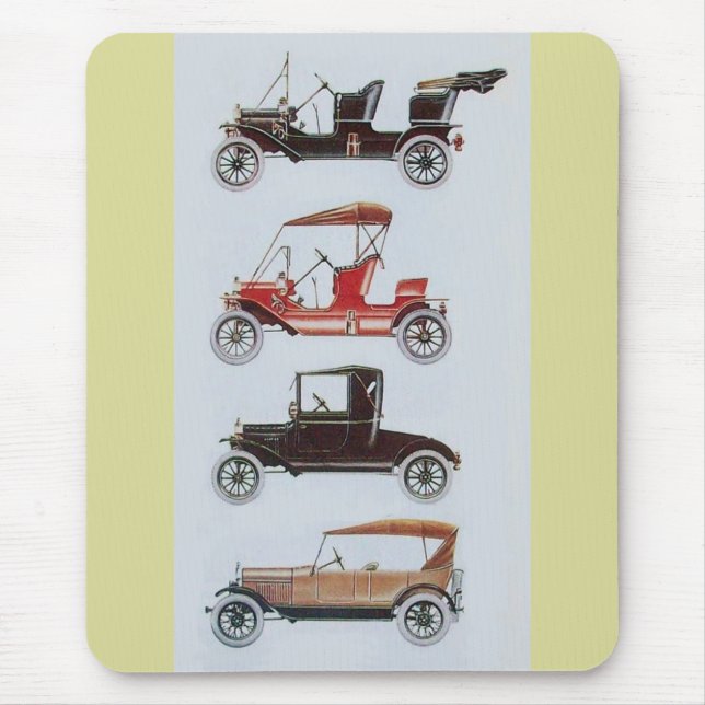Tapis De Souris RETRO CARS 2, AUTO RESTAURATION gris jaune rouge (Devant)
