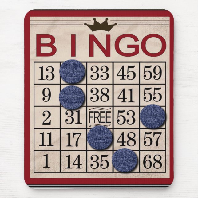 Tapis De Souris Rétro carte de bingo-test drôle (Devant)