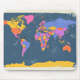 Tapis De Souris Rétro carte politique du monde