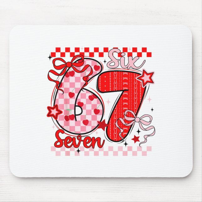Tapis De Souris Retro Checkered Valentine Six Seven Meme 67 Viral  (Devant)