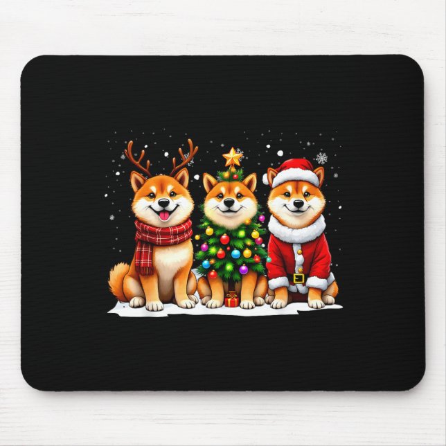 Tapis De Souris Retro Christmas Shiba Inu Santa Reindeer Dog Lover (Devant)