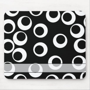 Tapis De Souris Rétro conception noire et blanche à la mode.