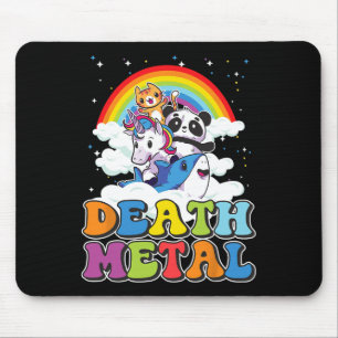 Tapis De Souris Retro Death Metal Chat Rainbow Unicorn Funny Lourd
