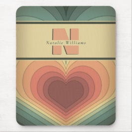 Tapis De Souris Retro Funky Romantique Monogramme Coeur Mousepad