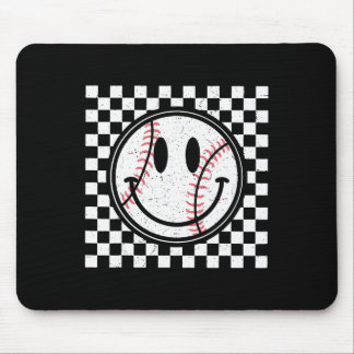 Tapis De Souris Retro Happy Face Jeu Jour de Baseball Motif Smile