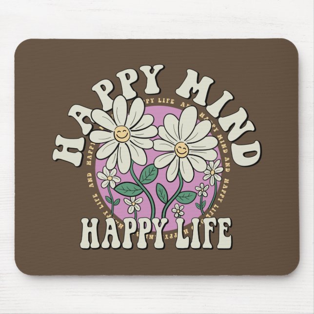 Tapis De Souris Retro Happy Mind Happy Life (Devant)