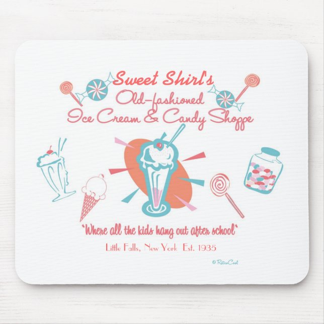Tapis De Souris Rétro magasin de crème glacée et de sucrerie (Devant)