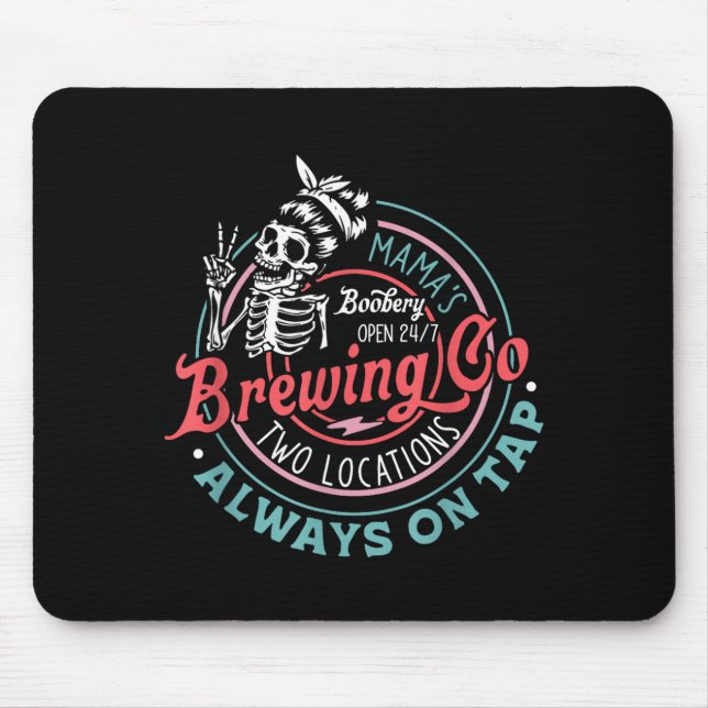 Tapis De Souris Retro Mama's Ery Brewing Co Funny Breastfeeding Sk (Devant)