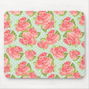 Tapis De Souris Rétro menthe vintage élégante de rose d'impress