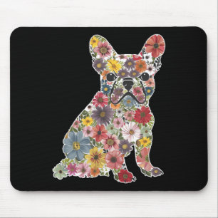Tapis De Souris Retro mignon Français Bulldog Floral animal de chi