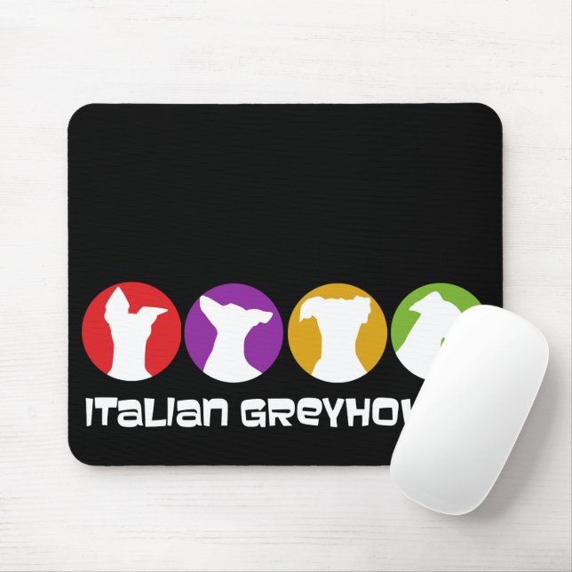 Tapis De Souris Rétro Moderne Italien Greyhounds Dark Mouse Pad (Avec souris)