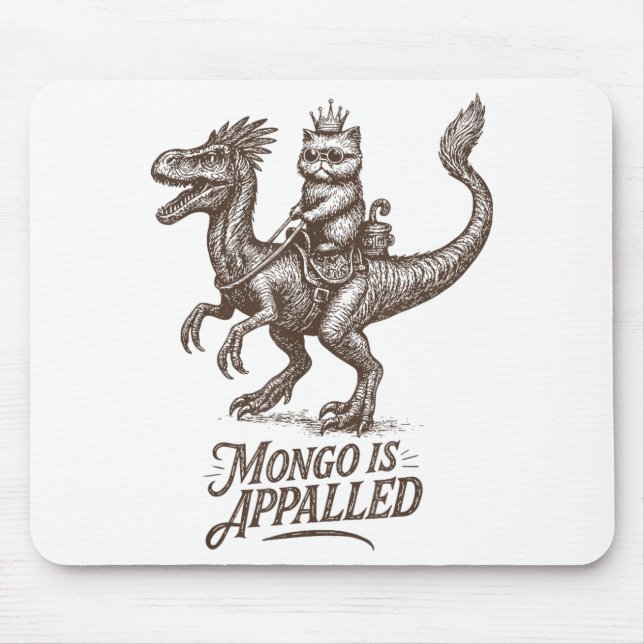 Tapis De Souris Retro Mongo Is Appalled Princess Cat Riding Dinosa (Devant)