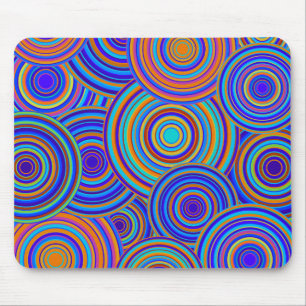 Tapis De Souris Rétro motif bleu et orange de cercles
