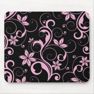 Tapis De Souris Rétro motif floral moderne rose Mousepad élégant