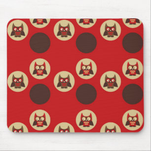 Tapis De Souris Rétro motif frais de hibou et de cercles