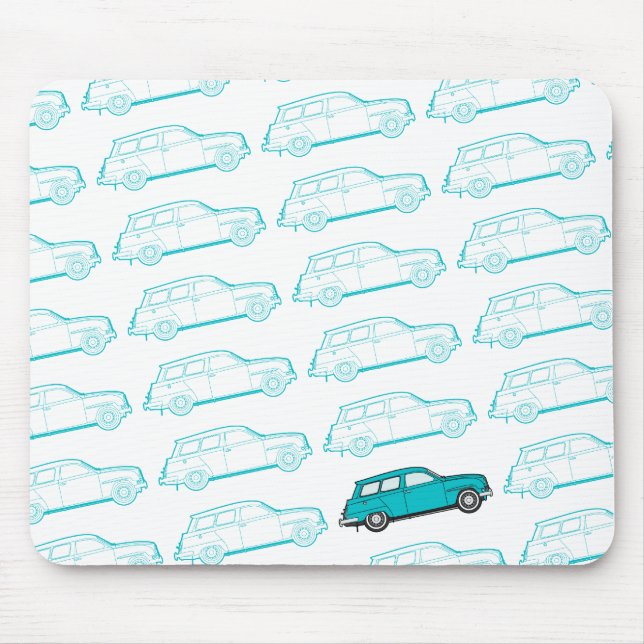 Tapis De Souris Rétro mousepad de Saab 95 - aqua (Devant)