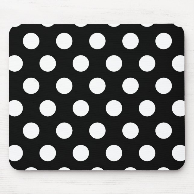 Tapis De Souris Rétro pois noir et blanc (Devant)