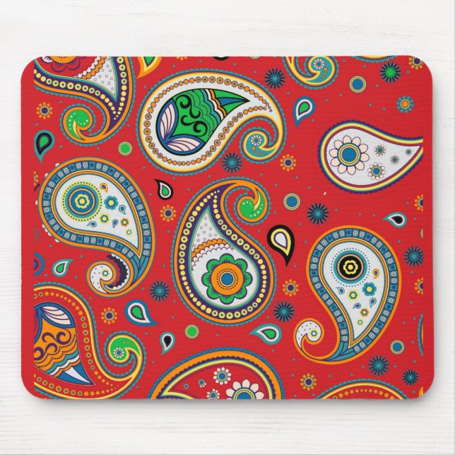 Tapis De Souris Retro Red Paisley Print Thick Computer Mousepad (Devant)