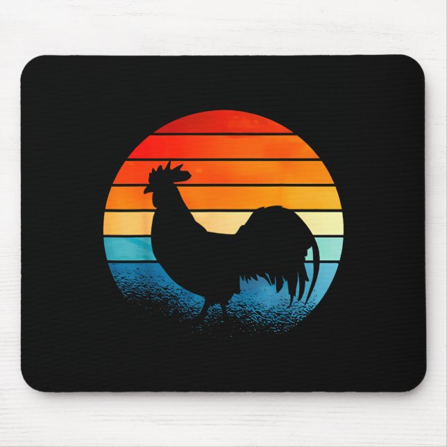 Tapis De Souris Retro Sunset Rooster Chicken Lover  (Devant)