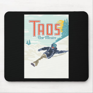 Tapis De Souris Rétro Taos Ski Valley Nouveau-Mexique Ski Snowboar