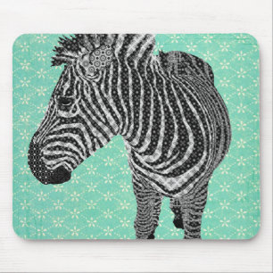 Tapis De Souris Rétro turquoise Mousepad de zèbre