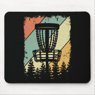 Tapis De Souris Rétro Vintage Disc Golf Arbres Croquis Frisbee Gol
