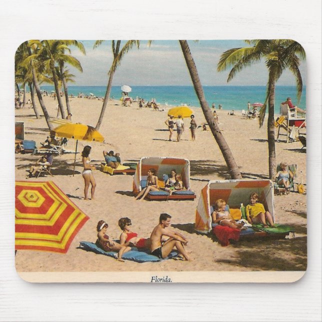 Tapis De Souris Rétro voyage vintage de plage de la Floride (Devant)