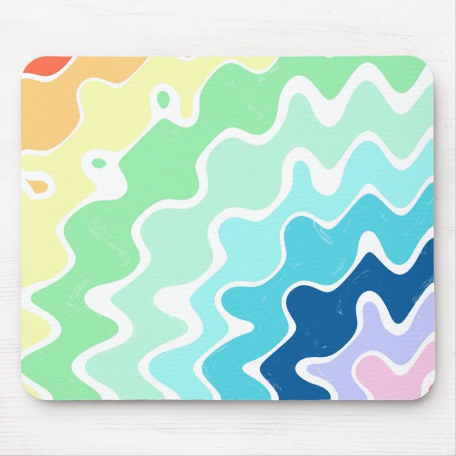 Tapis De Souris Retro Wavy Lines Pastel Rainbow Colors Motif (Devant)