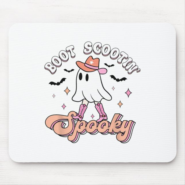 Tapis De Souris Retro Western Halloween Cute Ghost Funny Boot Scoo (Devant)