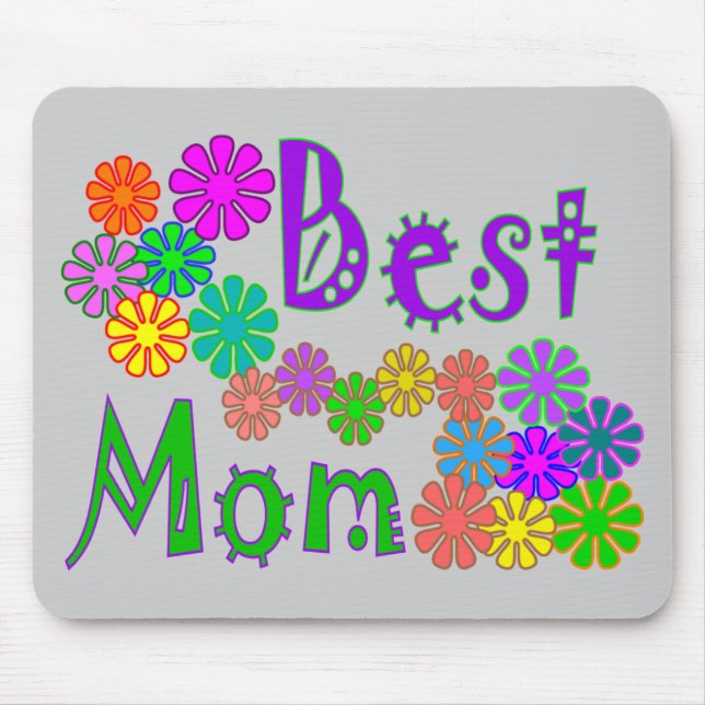 Tapis De Souris Rétros cadeaux du jour de mère de fleurs de la (Devant)