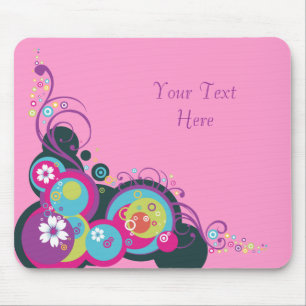 Tapis De Souris Rétros cercles, remous et fleurs