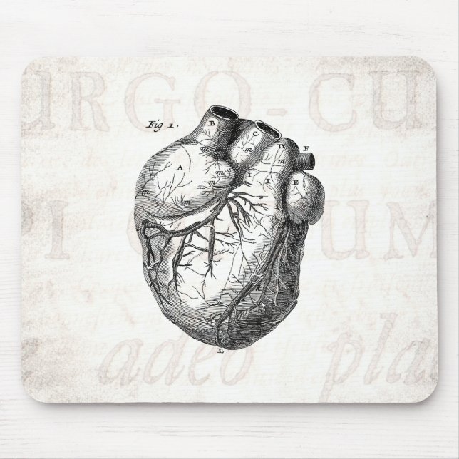 Tapis De Souris Rétros coeurs cardiaques d'anatomie de coeur (Devant)