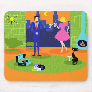Tapis De Souris Rétros couples romantiques Mousepad de soirée