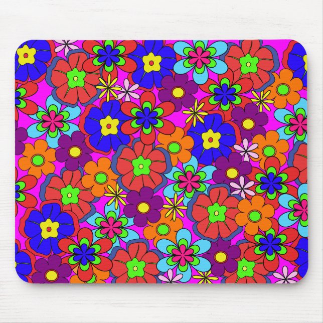 Tapis De Souris Rétros fleurs de Funkadelic de hippie (Devant)
